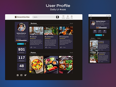 User Profile #DailyUI #006 daily ui 006 daily ui challenge dailyui design user profile user profile design