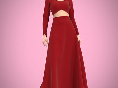 Red Dress 3d 3d modeling clo3d design digitalart fashion fashiondesigner marvelousdesigner metafashion patterndesign