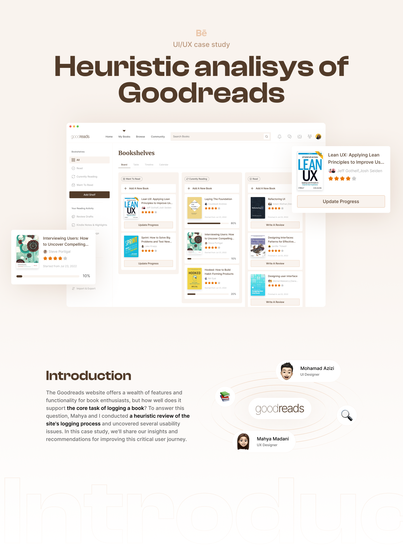Goodreads - Full Case Study bento board book card case study goodreads home page login onboarding redesign register ui uiux web design