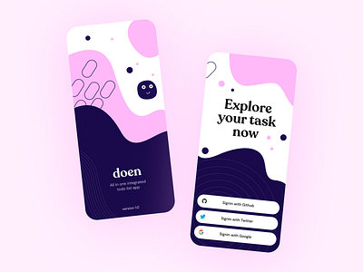 Sign in Todo Mobile App - Doen app flat illustrati illustration minimal mobile register signin signup splash task todo ux