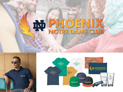 Phoenix Notre Dame Club: Rebrand apparel design brand development brand strategy branding logo