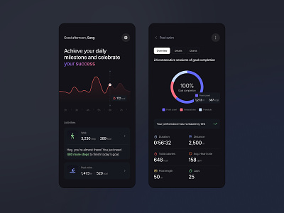 Fitness tracking app app app design calories track concept data fitness mobile design product design swim pool tracking swim tracking swimming tracking uidesign uiux visual design