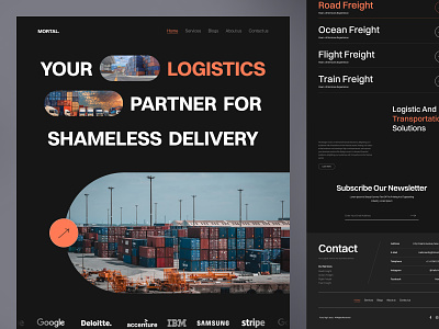 Mortal Logist - Web Page Design for Logistic Company airfreight cargo cargo service case study container delivery delivery service landing page landing page ui logist logistic website logistics logistics company package parcel shipment shipping shipping tracking transportation website