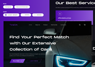 Teslin | Landing Page buy car car cool design gradient landing page marketplace mobile app mobile ui purple ui ui design ux web