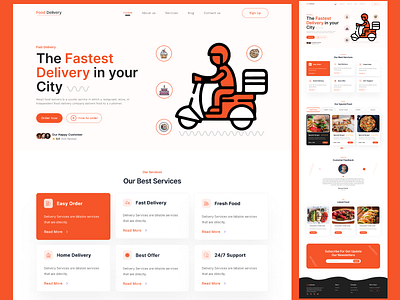 Food Delivery Landing Page 3d animation app branding delivery website design food food delivery food website graphic design illustration landing page logo motion graphics typography ui ux vector