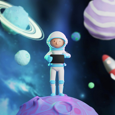 3D astronaut 3d 3d character 3d illustrations 3d kit 3d library 3d pack astronaut blender coder cute design designer illustration illustrations kawaii library resources