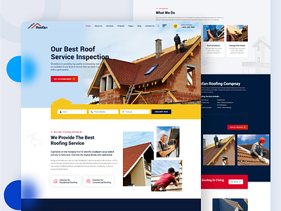 Roofan - Roof Repairing Web Design branding business design figma graphic design logo minimal modern portfolio renovation repairing roof construction roof fixes roof installation roof layer typography ui ux vector website