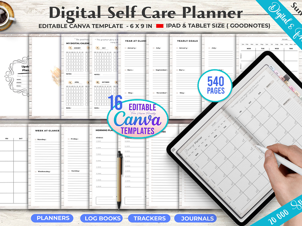Digital day planner designs themes templates and downloadable graphic