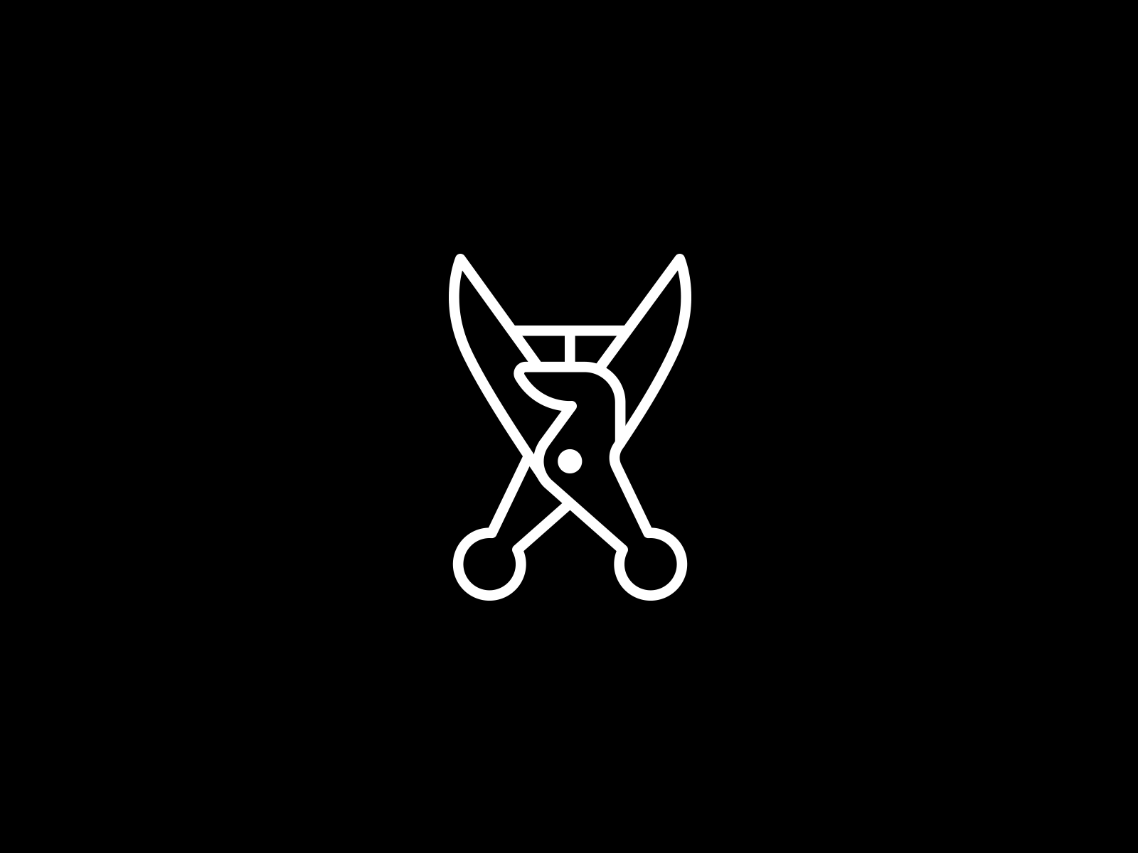 Logo concept brand branding design elegant hand illustration line linear logo logotype mark metal minimalism minimalistic modern monochrome rock scissor sign vector