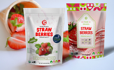 Packaging & Label Design 3d design food label food label design graphic design illustration label design packaging pouch strawberry label design
