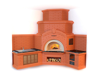 Big Corner Brick Fireplace 3D Model Free Download 3d model c4d models c4ddownload cinema 4d free 3d model