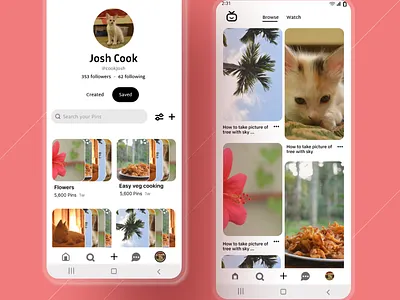 Pinterest app app ui ux