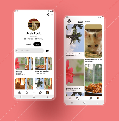 Pinterest app app ui ux