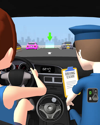 Driving exam game 3d animation design game