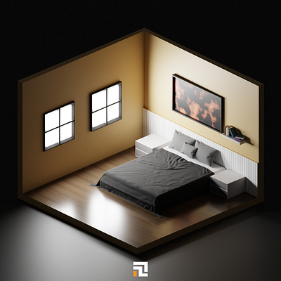Isometric bedroom 3d 3d isometric 3d room blender graphic design isometric modeling scene