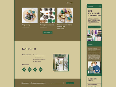Сайт магазина камней и минералов Mineralis.by figma natural stones ui web design