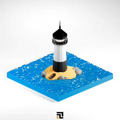 Low poly lighthouse 3d 3d isometric blender design graphic design illustration isometric isometric art lighthouse low poly microworld modeling sea