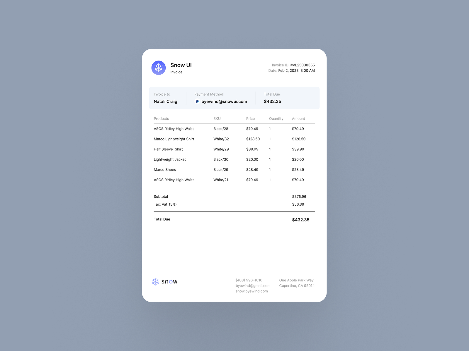 Invoice Email Template by ByeWind on Dribbble