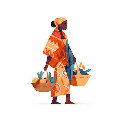 African Woman africa african african fashion african woman attire black black woman character fashion illustration native traditional walking