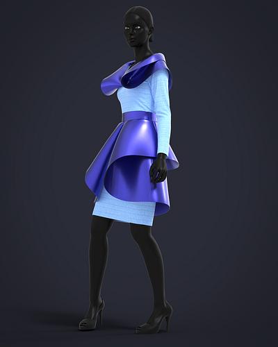 Blue Dress 3d 3d modeling clo3d design digitalart fashion fashiondesigner pattern design