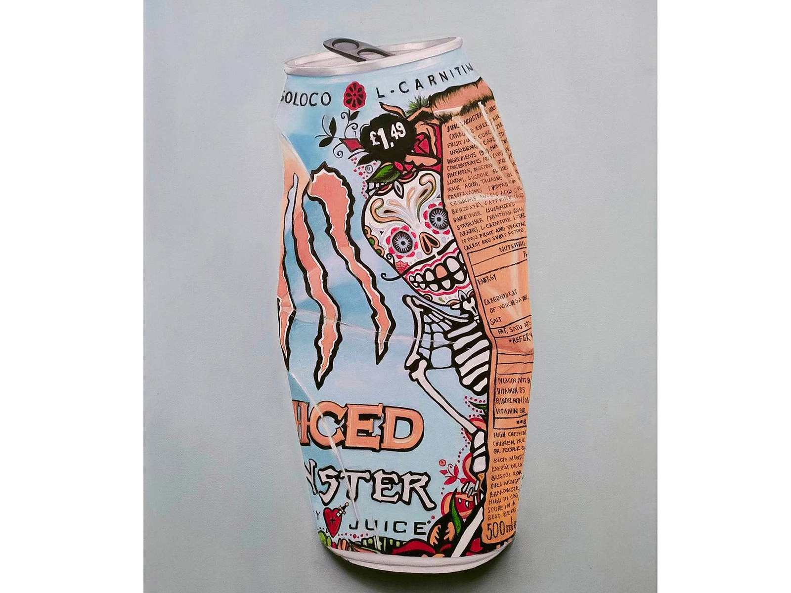 Crushed Monster Can Oil Painting by Ayse Hodgson on Dribbble