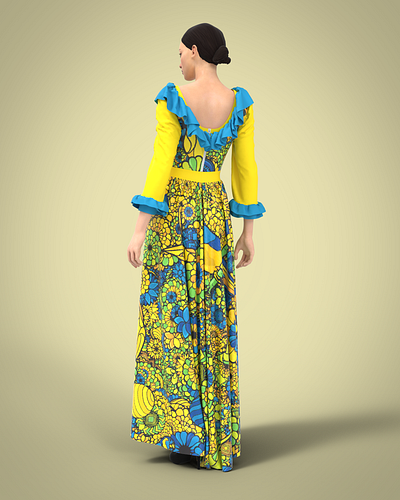 Yellow Dress 3d 3d modeling clo3d design digitalart fashion fashiondesigner