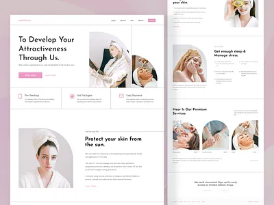 Skin Care Landing Page UI beauty clinic website branding corporate website cosmetics website creative portfolio design graphic design landing page makeup website minimal portfolio salon website skin skin care website skin website ui ui design ux website website design