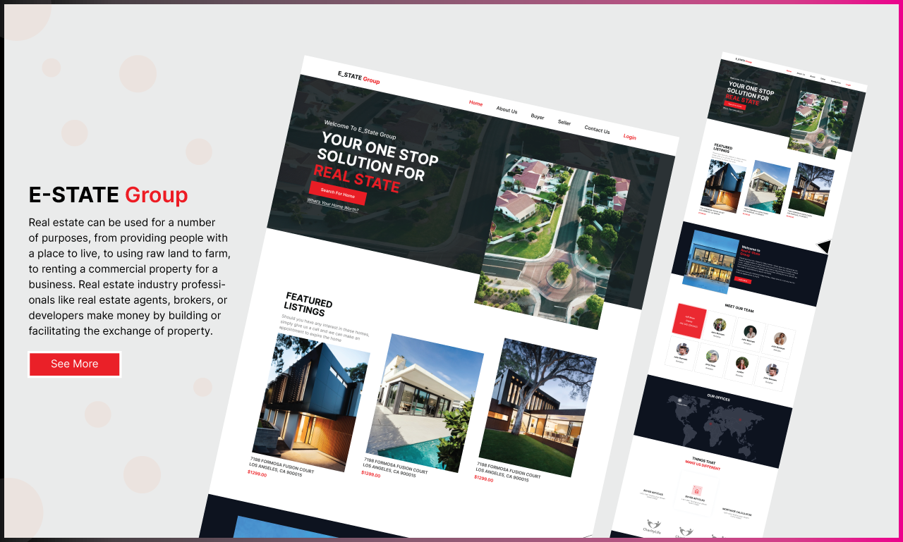 ESTATE GROUP || Landing Page UI animation app branding design graphic design illustration logo typography ui ui ux uidesign uiuxdesign vector website