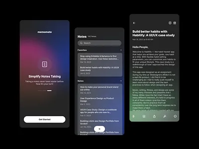Memomate - Notes Taking App android design application design design exploration ios design minimalist ui design mobile design modern ui design notes app simple ui app ui design uiux uiux design ux design