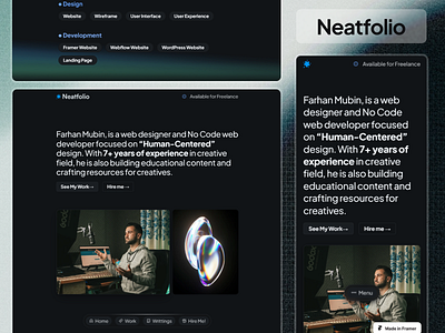 Neatfolio: Personal Website Framer Template blue home page dark website framer framer template framer website minimal neatfolio personal website personal website template ui ux website ui