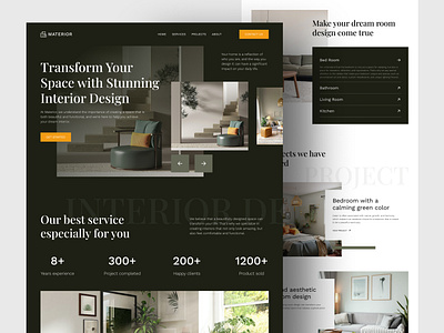 Materior - Interior Design Landing Page agency architect architecture clean decoration design furniture home homedecor interior interior design landing page living room minimalist ui uidesign user experience ux web design website