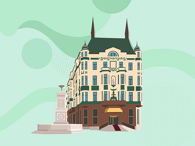 Iconic Hotel Moskva architecture belgrade flat illustration infographic kalemegdan motion graphic pastel serbia