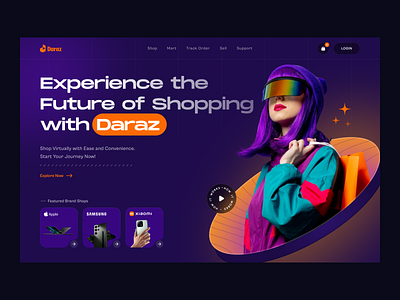 Metaverse E-commerce Website Design concept design daraz e commerce website futuristic landing page hero design metaverse virtual reality