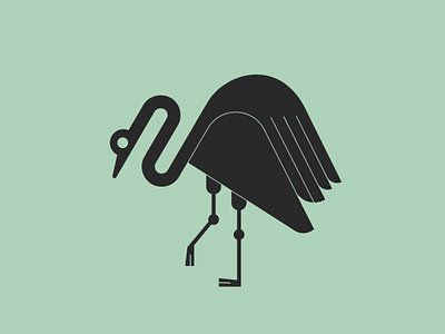 Crane 1 animal bird crane curved daily design doodle egret geometric heron illustration logo minimal neck