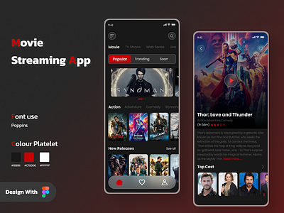 OTT APP movie streaming movie ui ott app ui design ott home screen