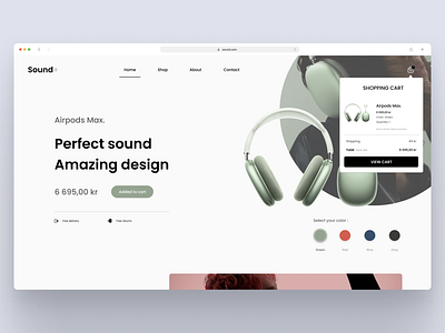 Minimal website concept for audio products audio design landingpage sale ui website