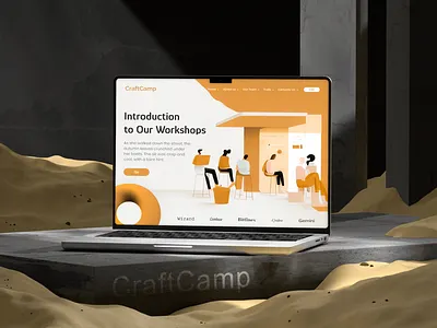 Craft Camp Mockup 3d art 3d illustration clean web ui landing page landing page ui learning learning website ui minimalist mockup mockup design modern render ui web ui website website inspiration