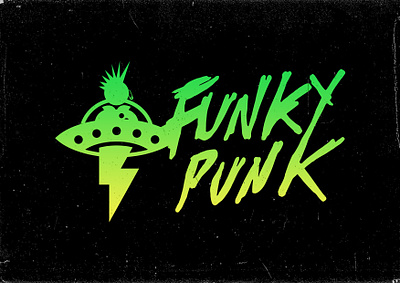 Funky Punk badge bolt branding design grunge hand drawn icon lightning punk punk rock ufo