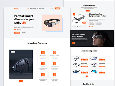 Smart Glasses Landing Page graphic design smart glass
