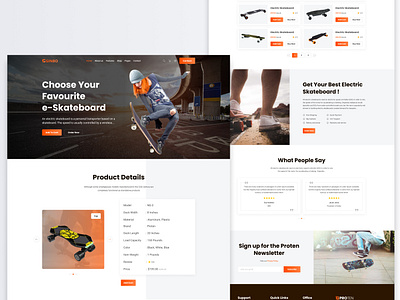 Electric Skateboard Landing Page graphic design