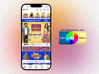 Home screen of Myntra Shopping app for Color Blind challenge design figma myntra ui user research uxdesign