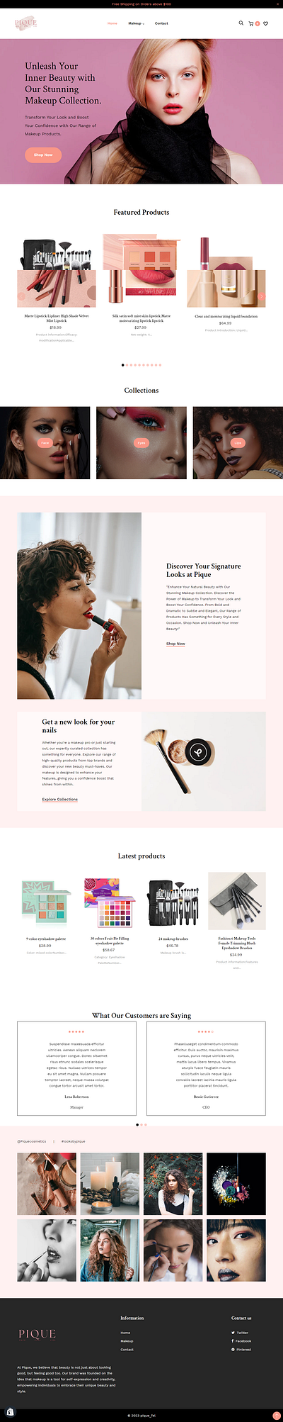 Shopify Beauty Products Store ecommerce homepage landing page shopify shopify store web design webdesign website woocommerce wordpress