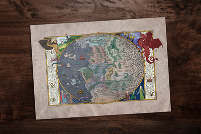 The Northern Kingdoms map from The Witcher continent geralt illuminated manuscript illustration manuscript map marginalia medieval medieval map monsters mythical creature the witcher witcher witchers