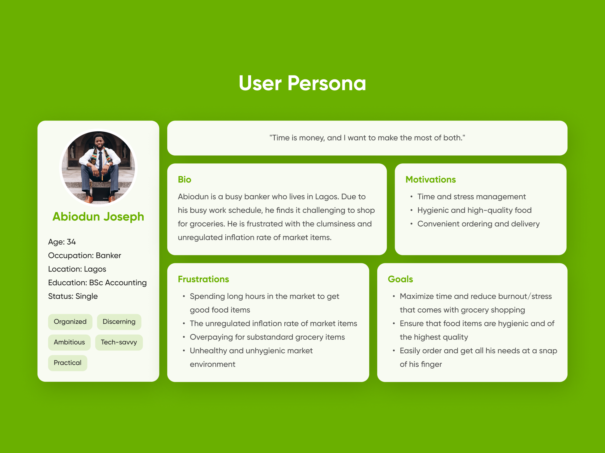 User Persona | Stockeet Grocery Shopping App case study delivery app grocery app minimal ui mobile app shopping app ui ui case study user persona user story ux case study