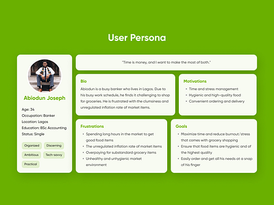 User Persona | Stockeet Grocery Shopping App case study delivery app grocery app minimal ui mobile app shopping app ui ui case study user persona user story ux case study