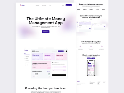 Landing page for fintech website design typography ui ux