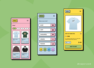 GOLF WANG . brutalism colorful ecommerce fashion neo brutalism neubrutalism retro shop ui uiux