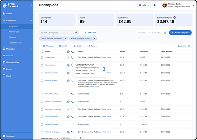 Civic Champions - Volunteer Table Redesign