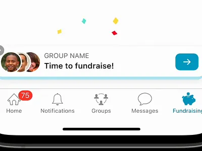 Fundraising Widget Design animation app avatars branding fundraising interface ios mobile application motion graphics product design ui widget