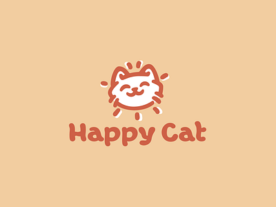 Happy Cat cat character happy illustration logo logotype minimalism nature pet sun zoo